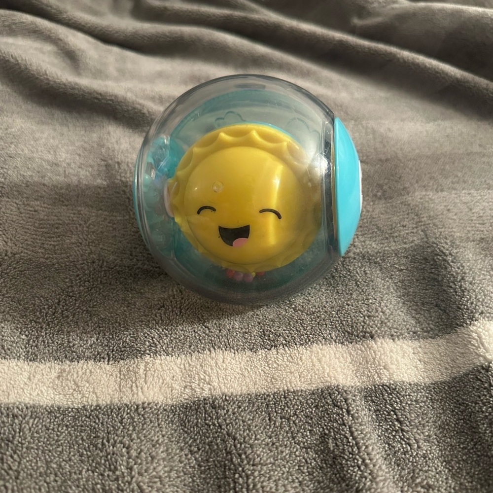 Fisher-Price Yellow and Blue Smiling Toy Rattle Ball